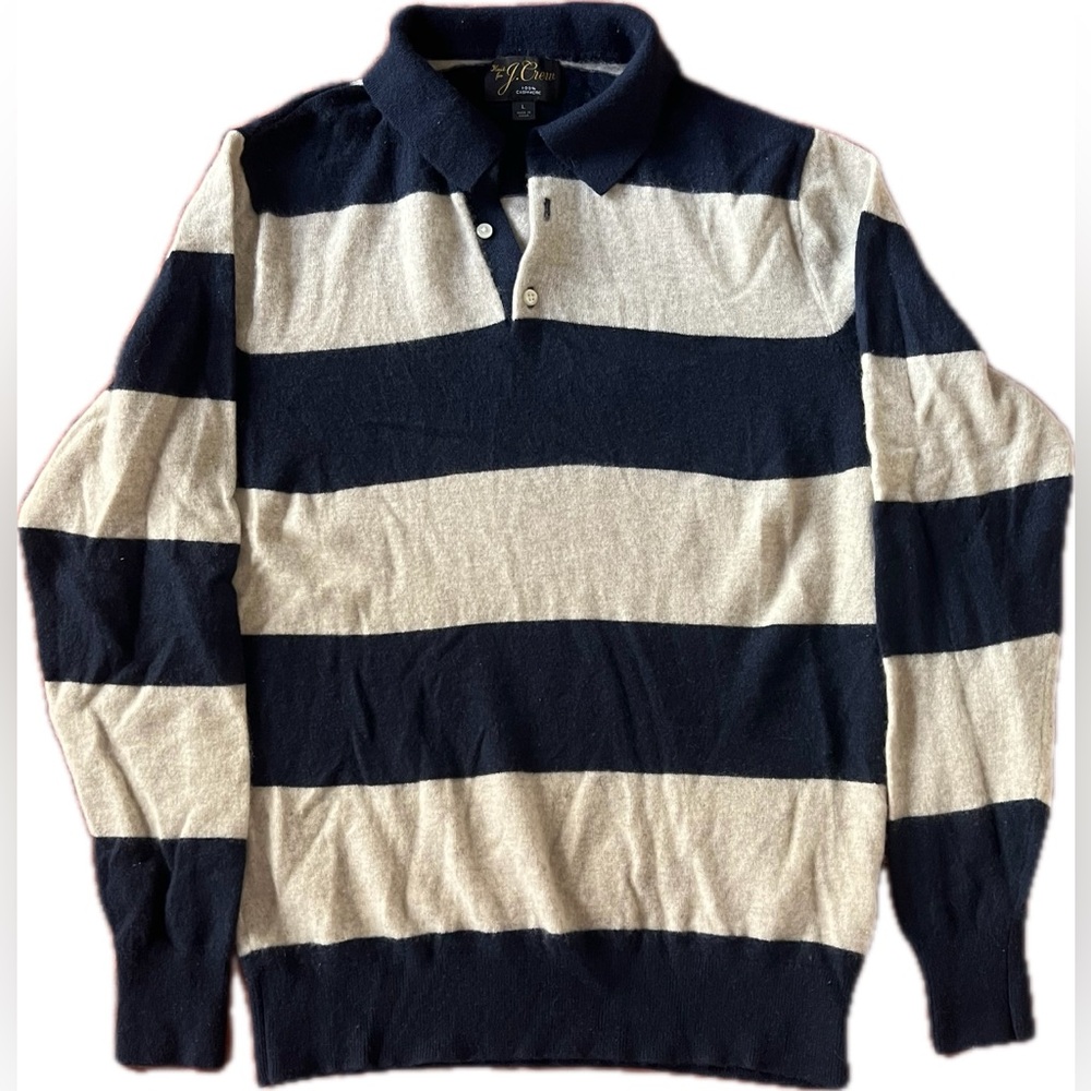 J Crew Cashmere Striped Rugby Sweater